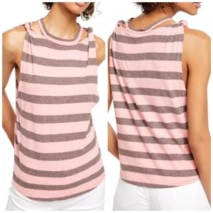 We the Free People The Twist Stripe Tank in Coral Light